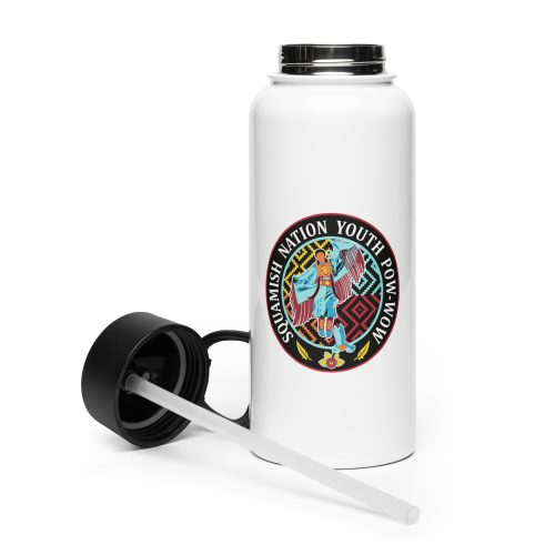Stainless steel water bottle with a straw lid